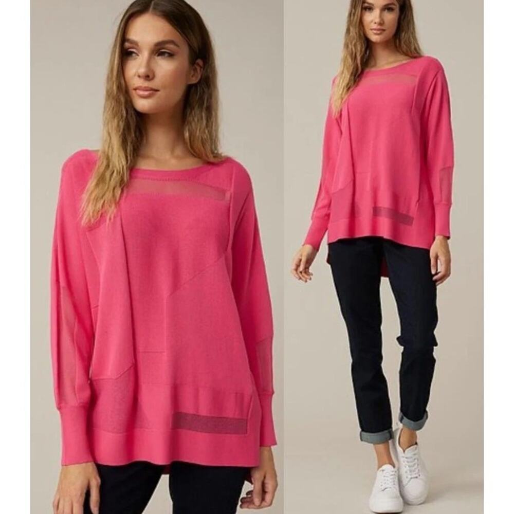 Joseph Ribkoff NWT Sorbet Cutout Knit Top Womens Small Pink Long Sleeve Retro